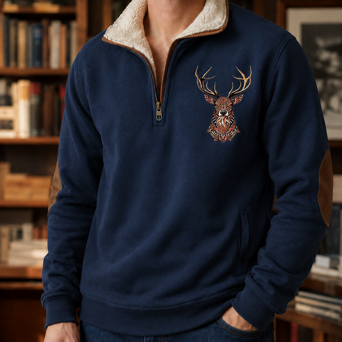 Ignatius-Jude Quarter Zip Sweater - Blue