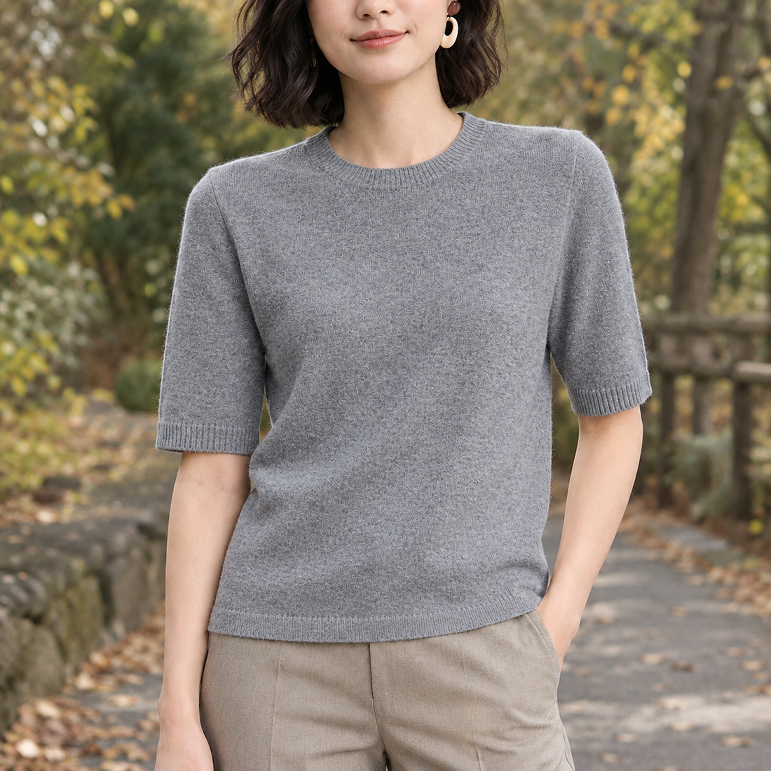 Alba-Louise Crew Neck Sweater - Gray
