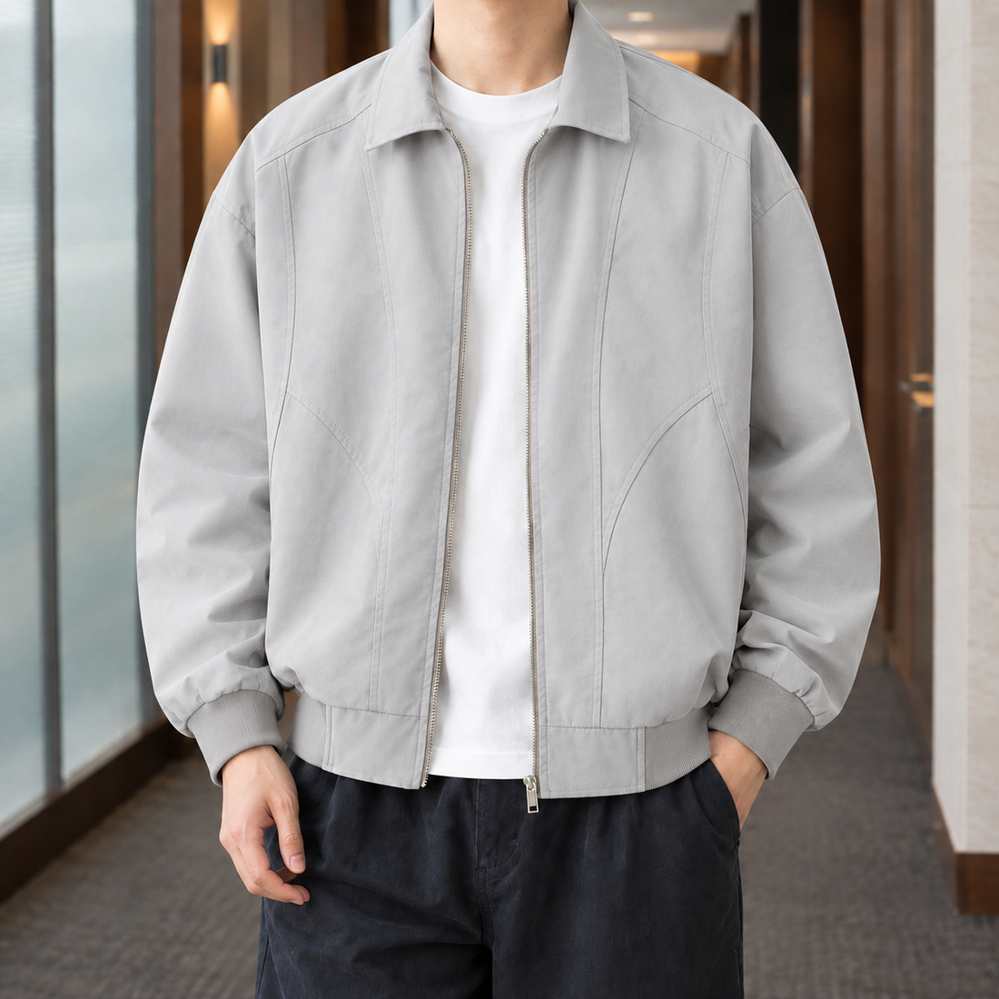William-Flynn Zip Jacket - Light Gray