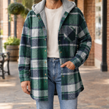 Fabian-Wren Hooded Plaid Jacket - Green