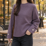 Bethany-Eve Button Cuff Sweater - Purple