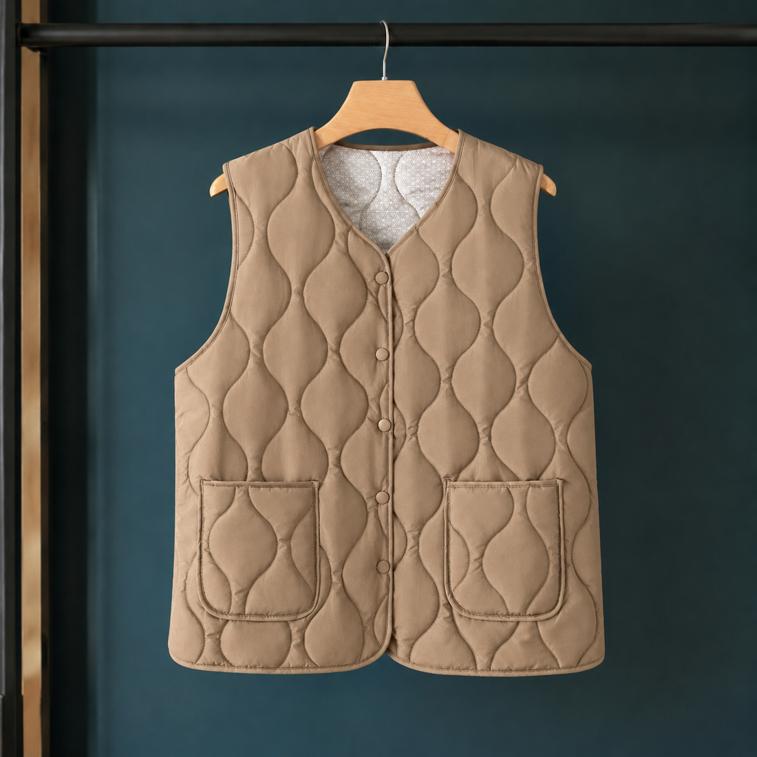 Ines Quilted Vest - Khaki