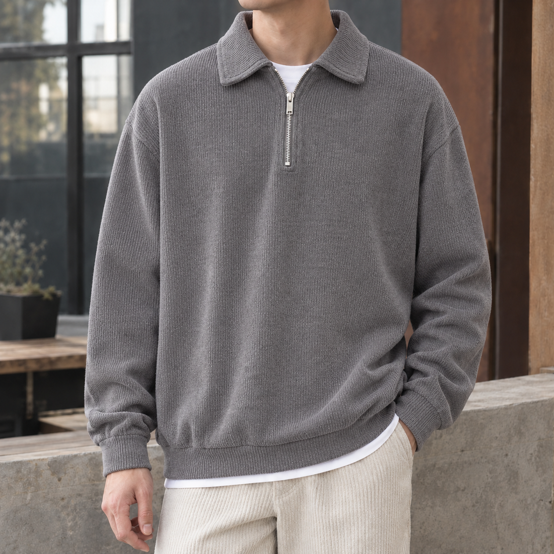 Holden-Flynn Quarter Zip Sweater - Gray