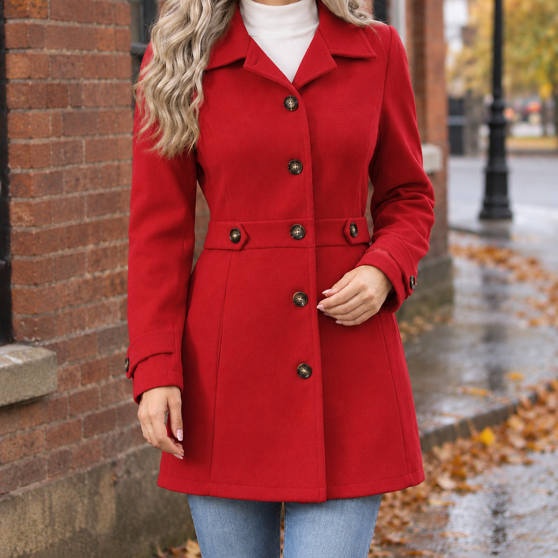 Maylis-Lane Wool Jacket - Red