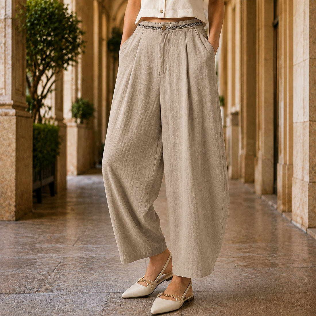 Esme Wide Leg Pants - Taupe
