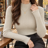 Zelda-Claire Ruffle Neck Sweater - Khaki