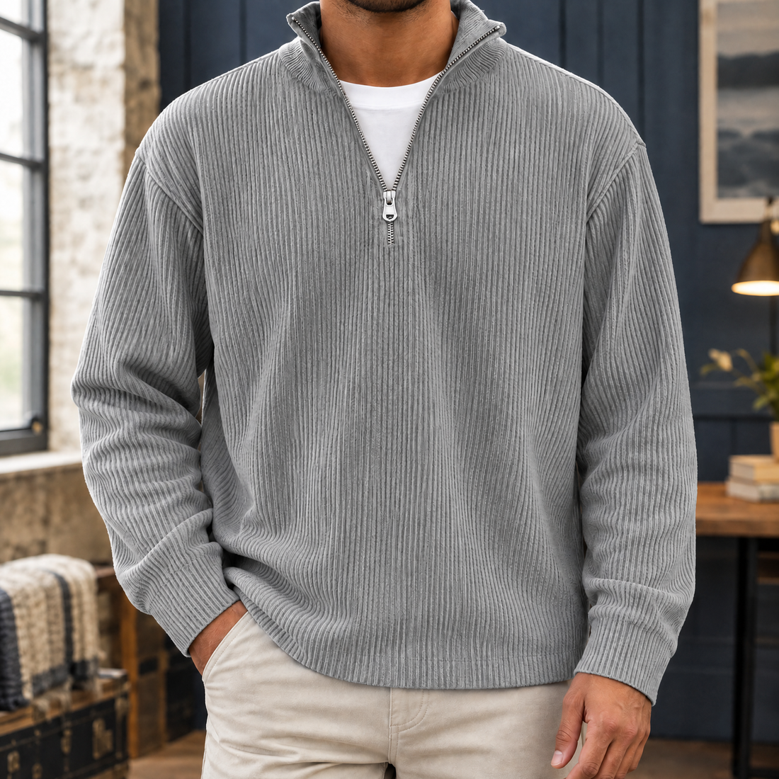 Ardan-Lane Quarter Zip Top - Gray