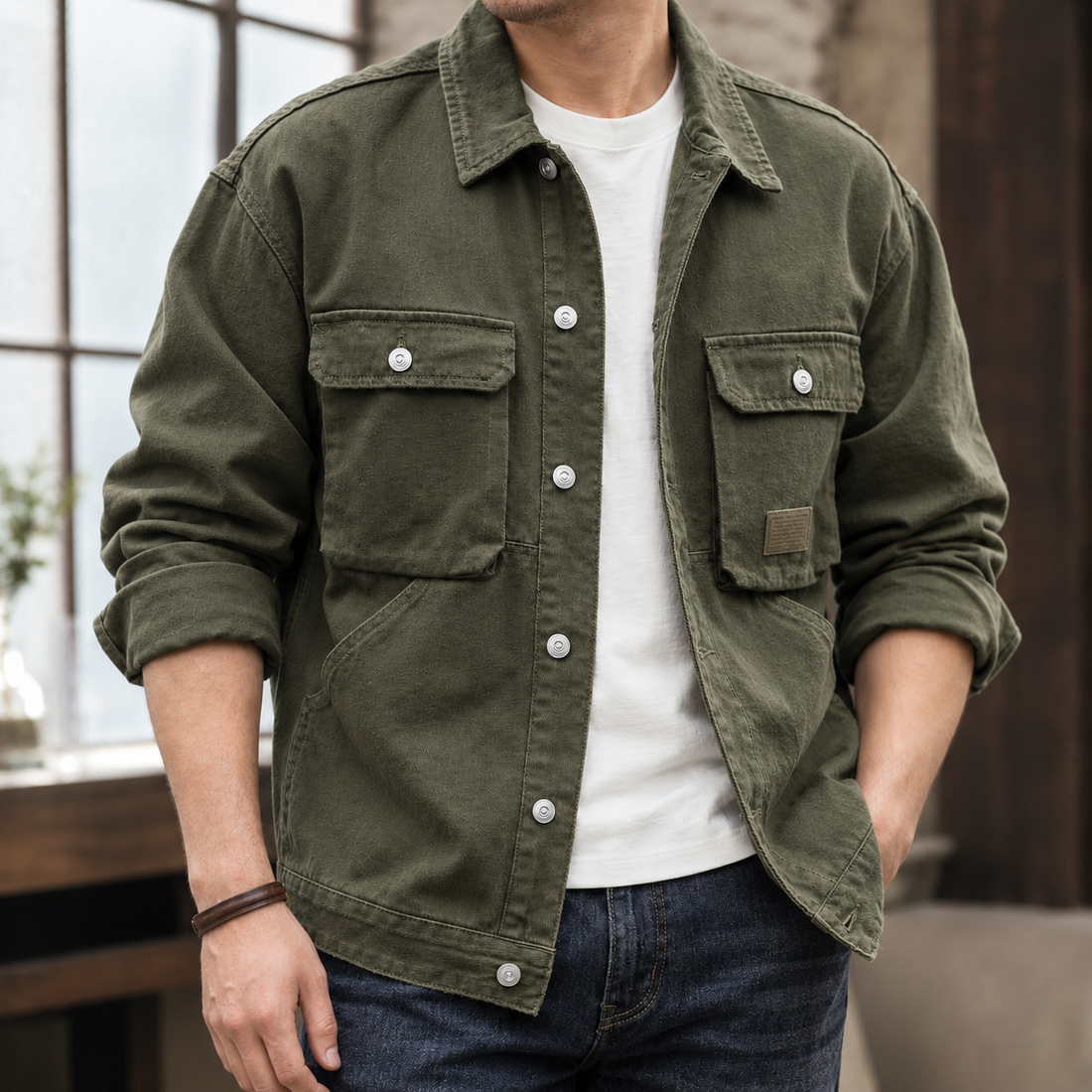 Giles-Lane Utility Jacket - Army Green