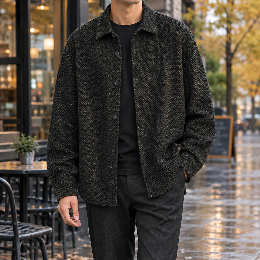 Evan-Cole Textured Jacket - Black