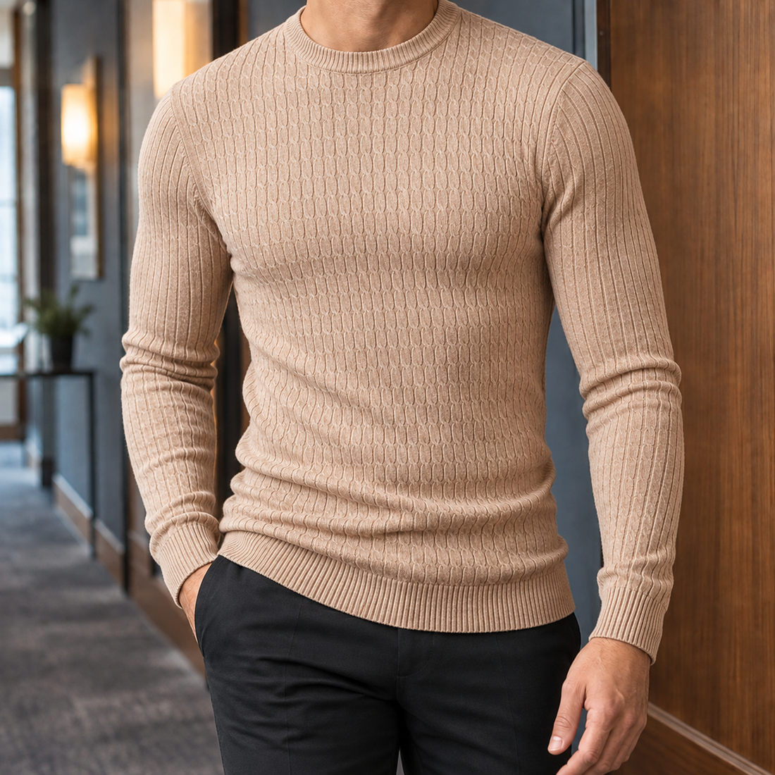 Tyler Cable Sweater - Beige