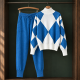 Iris-Marie Argyle Knit Set - Blue