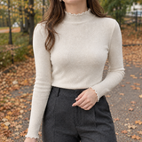 Ramona-Rose Mock Neck Top - Light Beige
