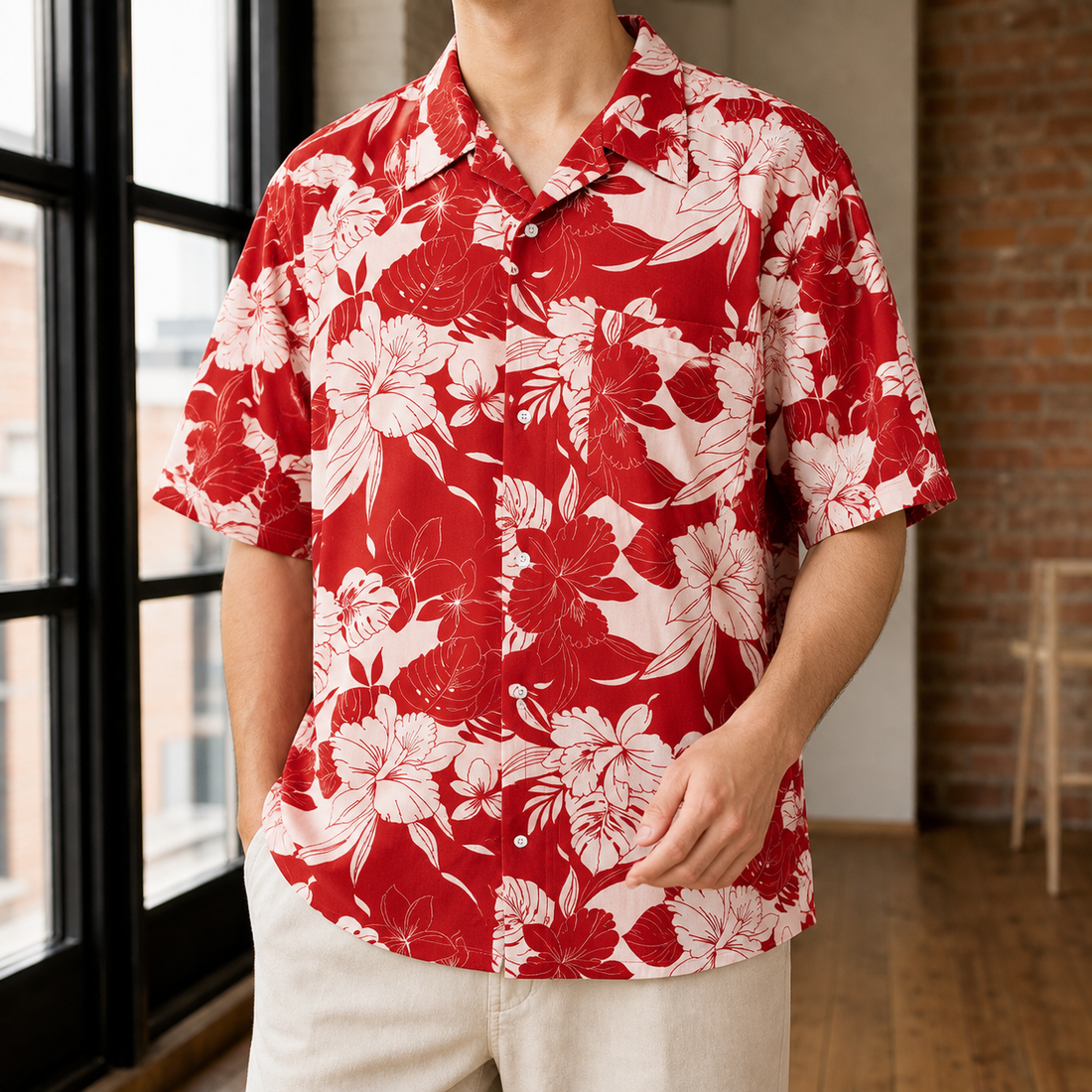 Gabriel-Hayes Tropical Shirt - Red