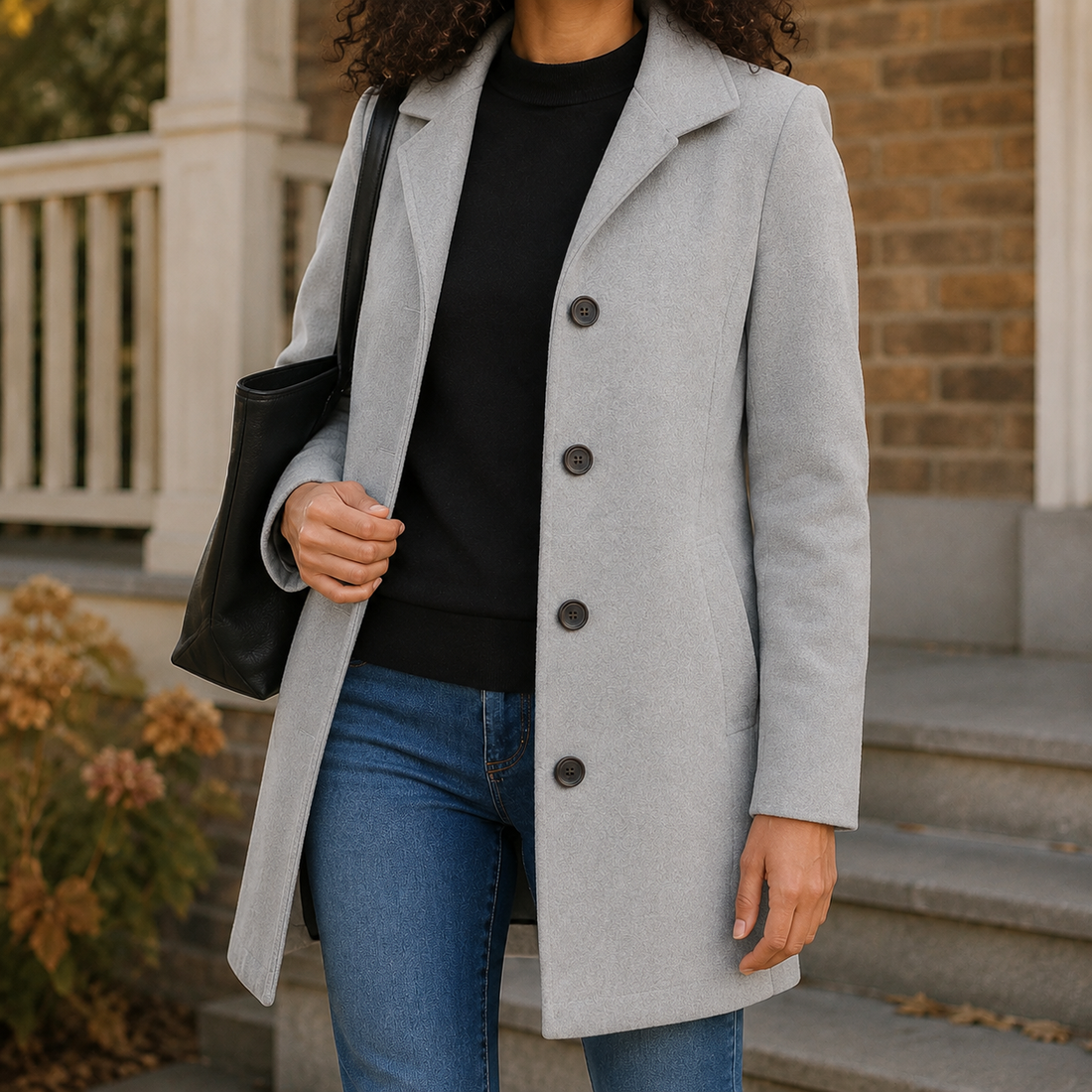 Alba-Sage Straight Cut Coat - Gris Perla