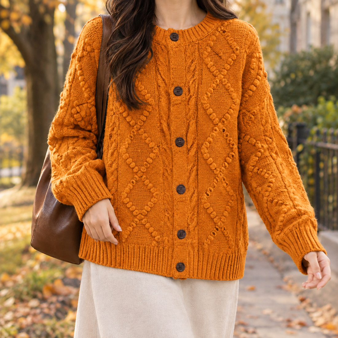 Oriane-Hope Relaxed Cardigan - Orange