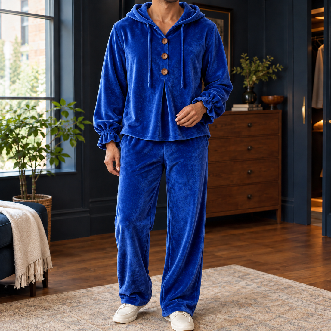 Jasper-Tate Hooded Lounge Set - Blue