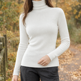 Tatiana-Sage Wool Turtleneck - White