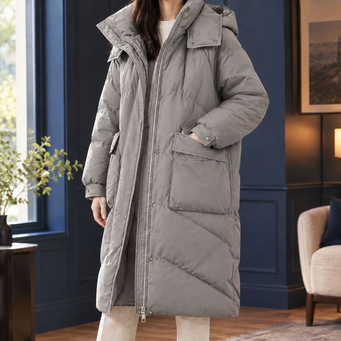 Azalea-Jane Quilted Jacket - Gray