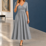 Demelza-Grace Wrap Midi Dress - Gray