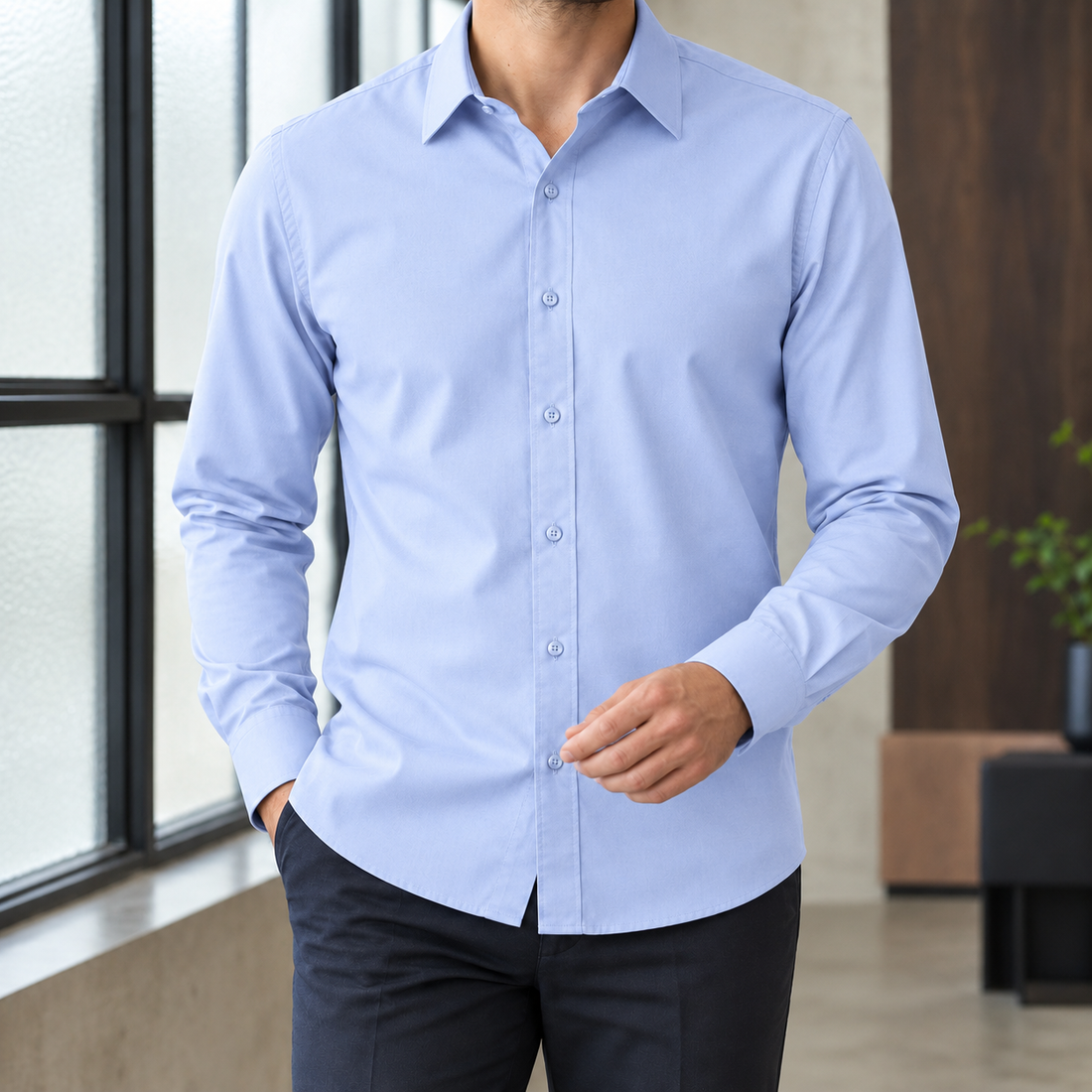 August-Rhys Relaxed Shirt - Light Blue