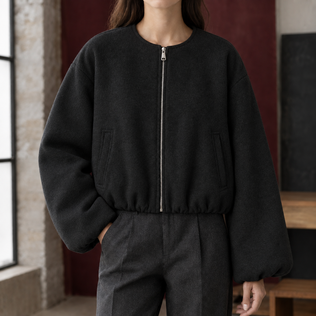 Savannah Cropped Jacket - Black
