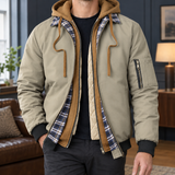 Liam Layered Bomber Jacket - Khaki