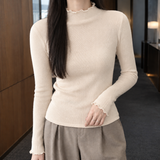 Cerys-Hope Ruffle Neck Sweater - Apricot