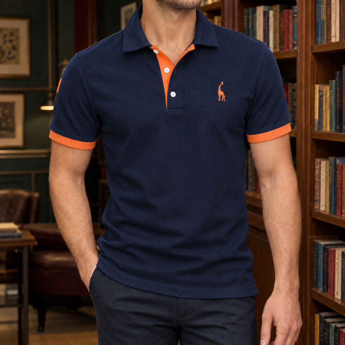 Alec-Flynn Contrast Polo - Navy Blue