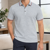 Hugh Tipped Polo - Heather Gray