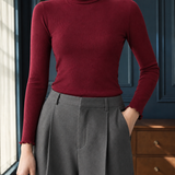 Rowena-Hope Ruffle Neck Sweater - Burgundy