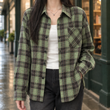 Bernadette-Claire Plaid Overshirt - Green Plaid