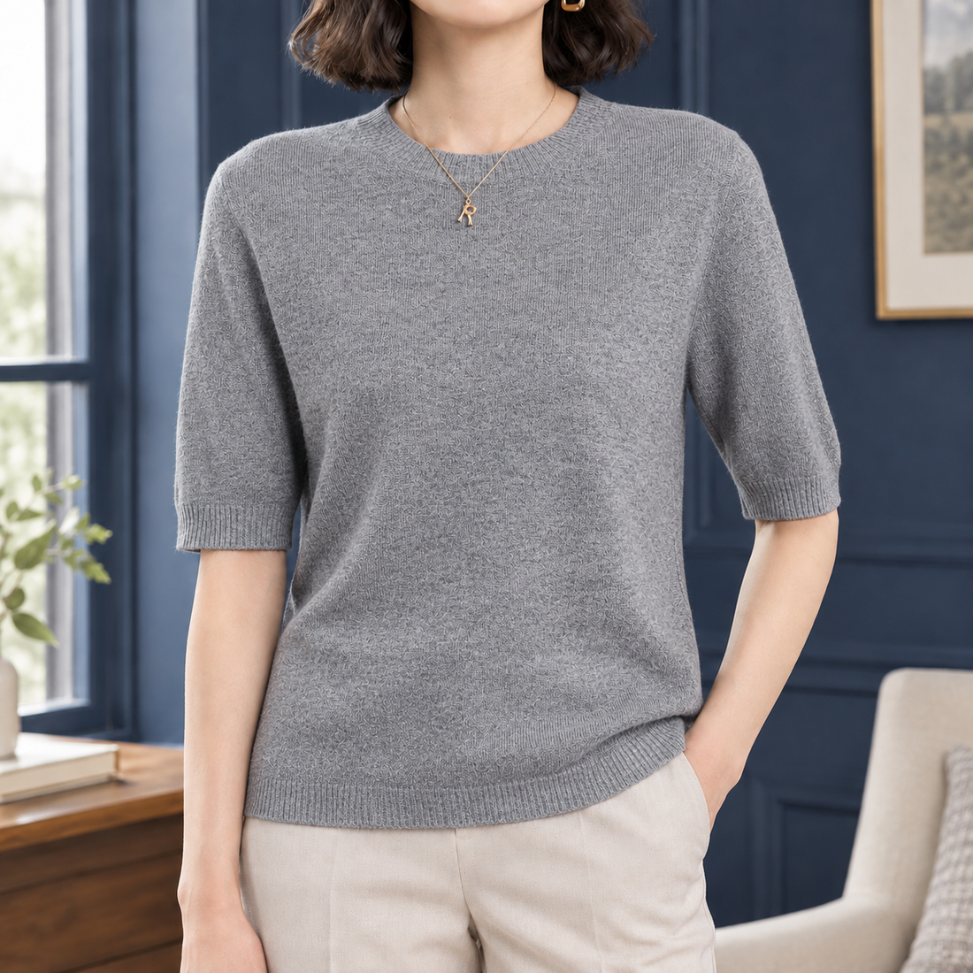 Aubrey-Jane Crew Neck Sweater - Gray