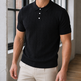 Otis Textured Knit Polo - Black