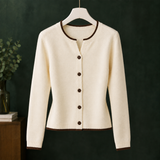 Michelle-June Contrast Cardigan - Cream