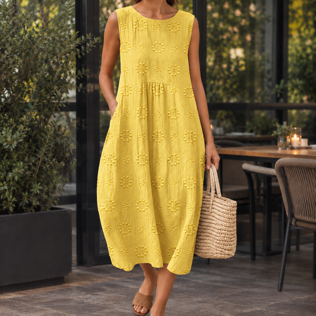 Georgina-Kate Cocoon Midi Dress - Yellow