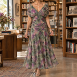 Cordelia-Kate Draped Midi Dress - Dark Green 2