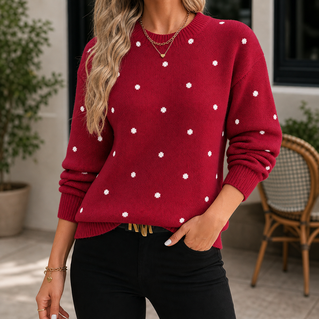 Pippa Polka Dot Sweater - Red