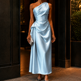 Leonie-Sage One Shoulder Dress - Powder Blue