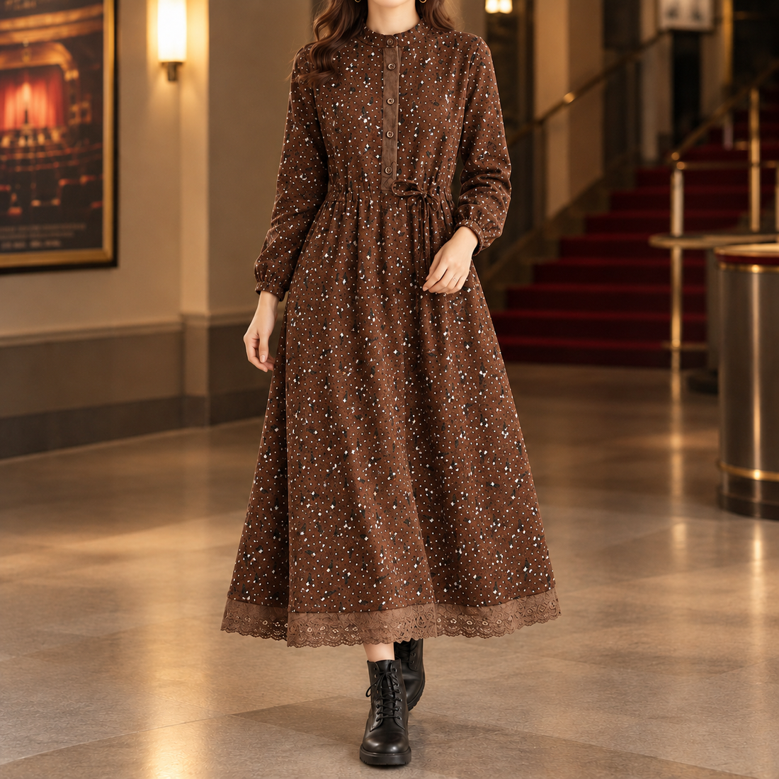 Maylis-Rae A Line Dress - Brown