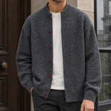 Malcolm-Grey Stand Collar Cardigan - Dark Gray