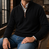 Matteo Quarter Zip Sweater - Black