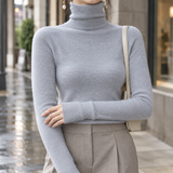 Valeria-Jade Turtleneck Top - Light Gray