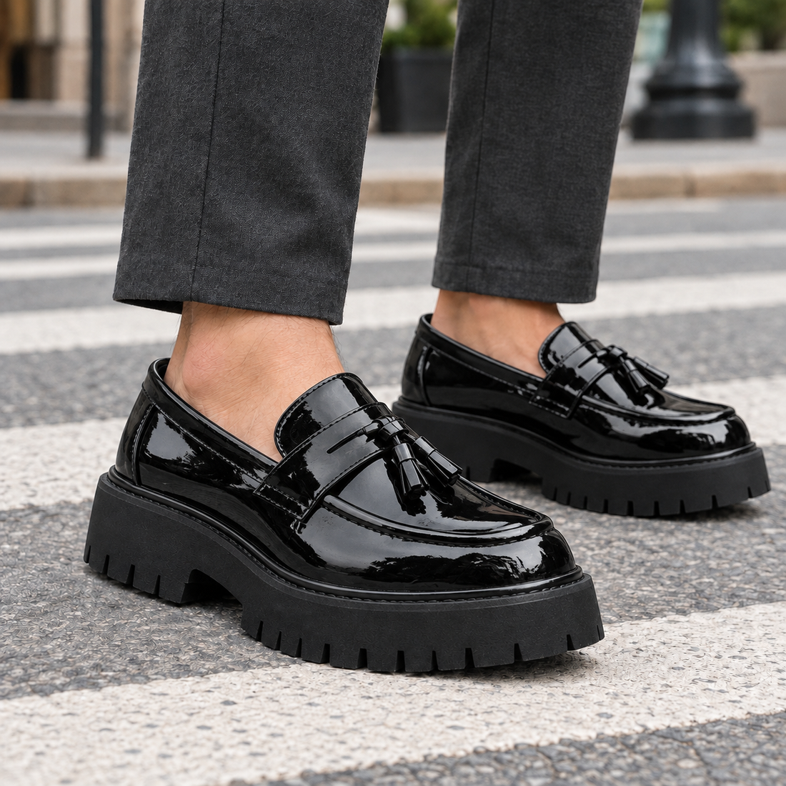 Rapallo Tassel Loafers - Black Paint