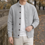 Kit-Dean Stand Collar Cardigan - Light Gray