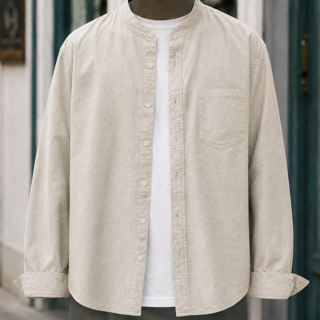 Romano Mandarin Shirt - Beige
