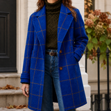 Theodora-Belle Plaid Coat - Blue