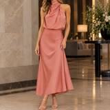 Ludovica-Marie Draped Midi Dress - Coral
