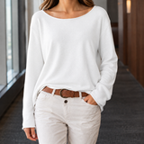 Arabella-Louise Boat Neck Top - White