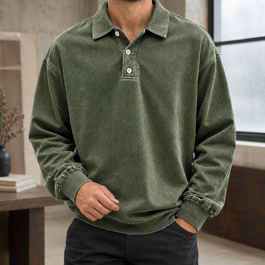Nicodemus-Scott Relaxed Polo - Army Green