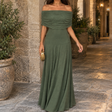 Bianca-Jade Off-Shoulder Maxi Dress - Olive Green